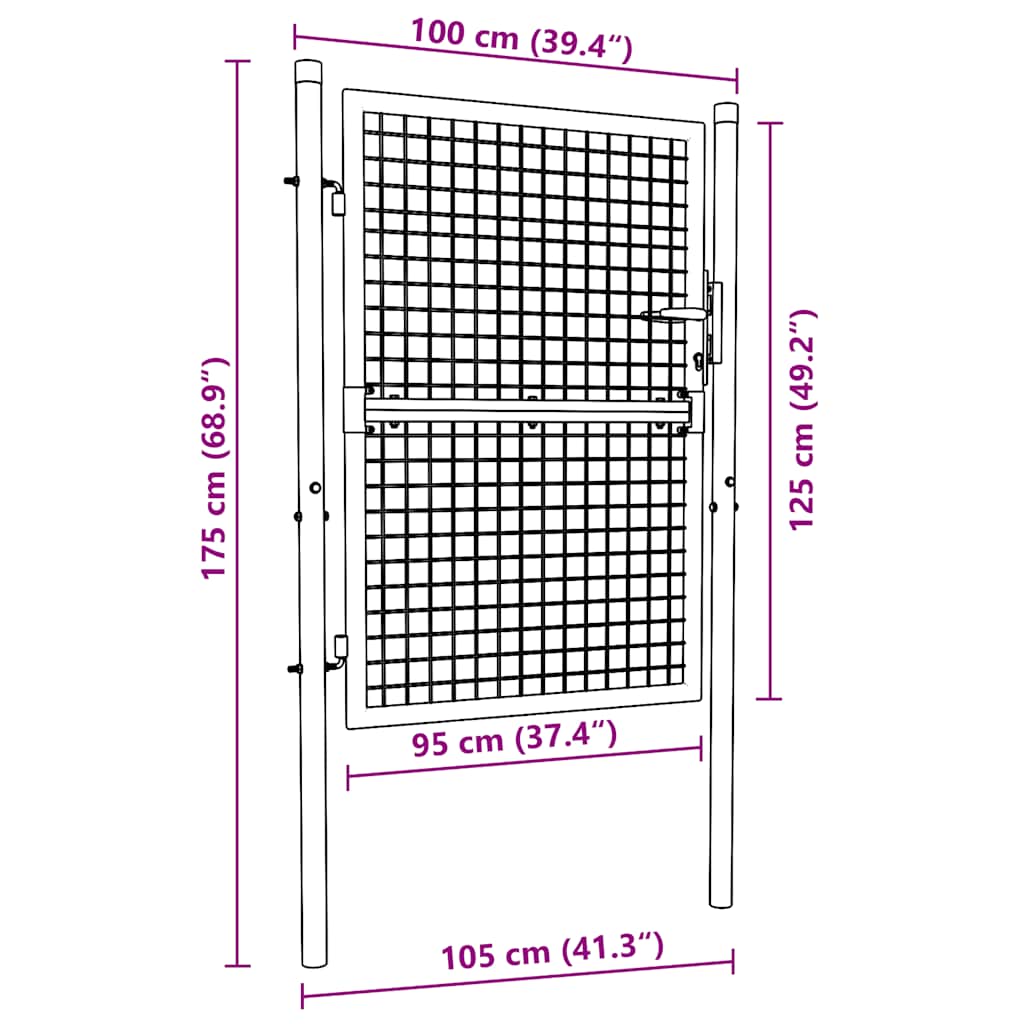 Gitter-Gartentor Verzinkter Stahl 100 x 125 cm Grau