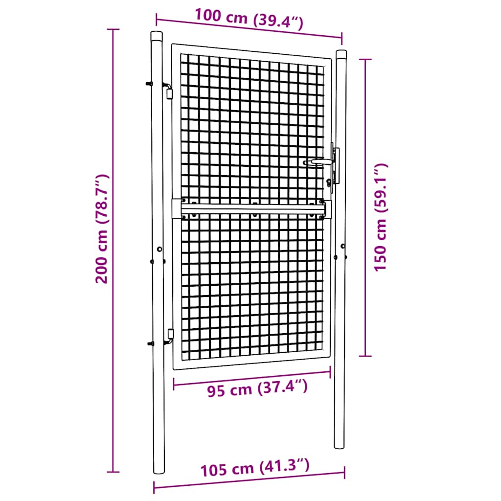 Gitter-Gartentor Verzinkter Stahl 100 x 150 cm Grau
