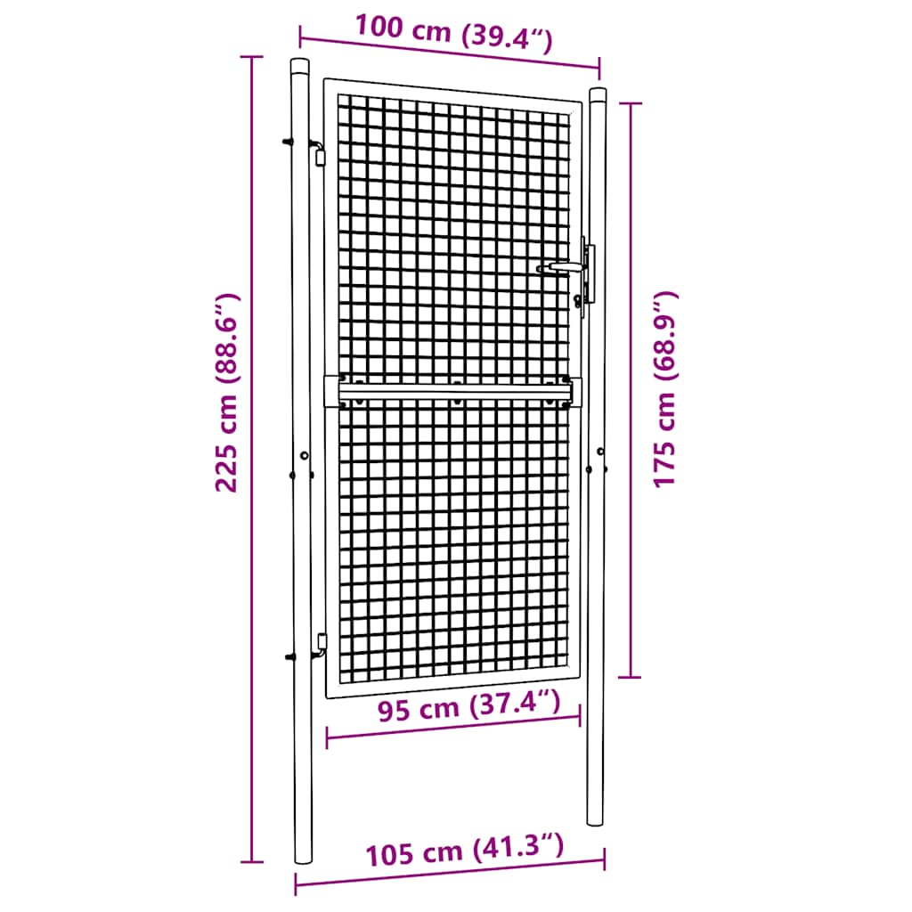 Gitter-Gartentor Verzinkter Stahl 100 x 175 cm Grau