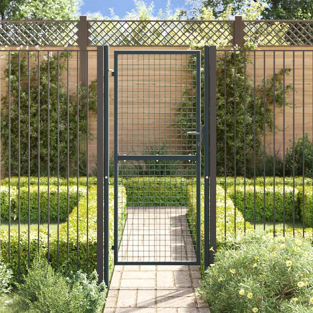 Gitter-Gartentor Verzinkter Stahl 100 x 200 cm Grau