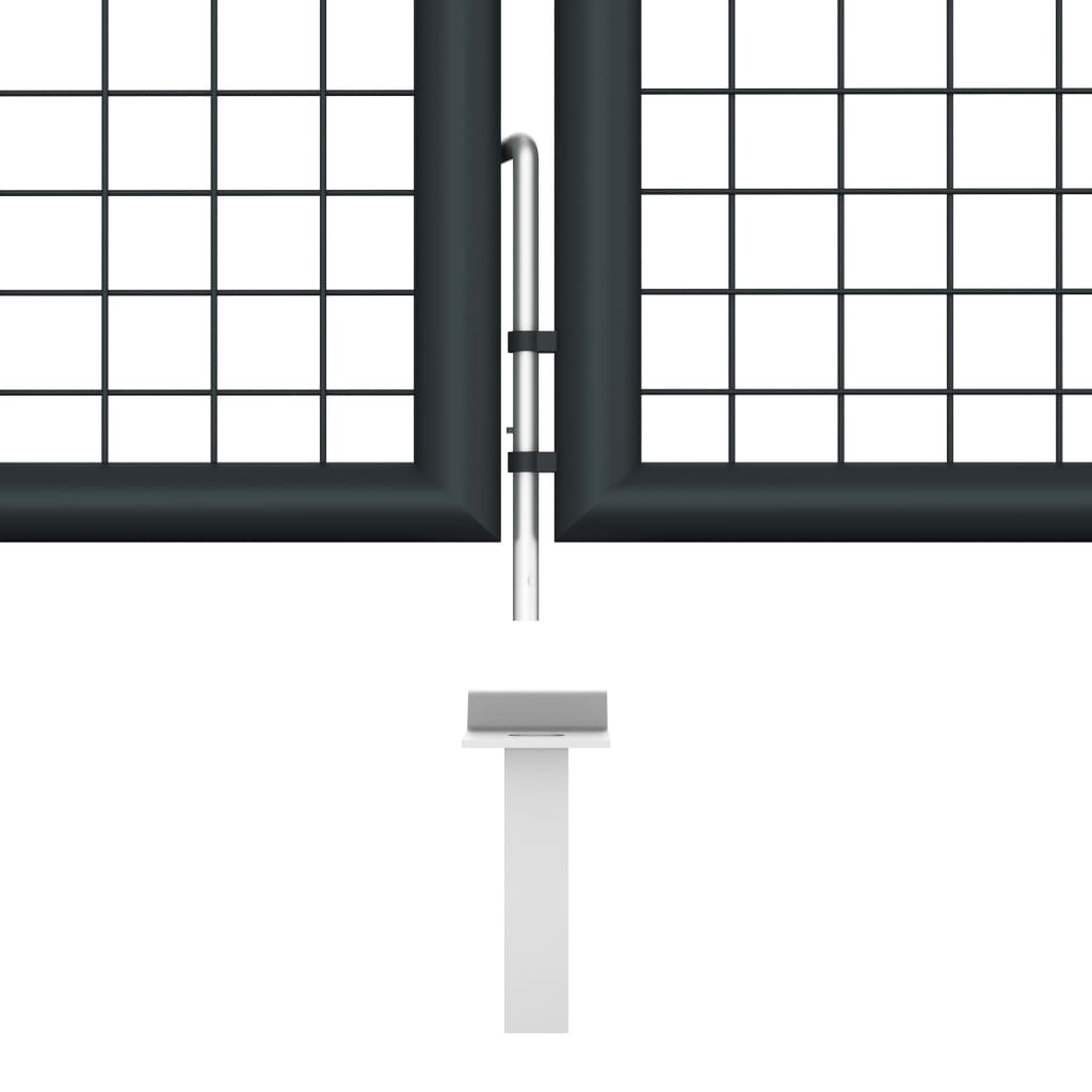 Gitter-Gartentor Verzinkter Stahl 400 x 75 cm Grau