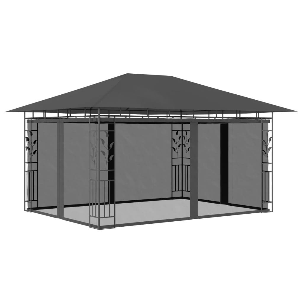 Pavillon med myggenet 4x3x2,73 m antracit 180 g/m²