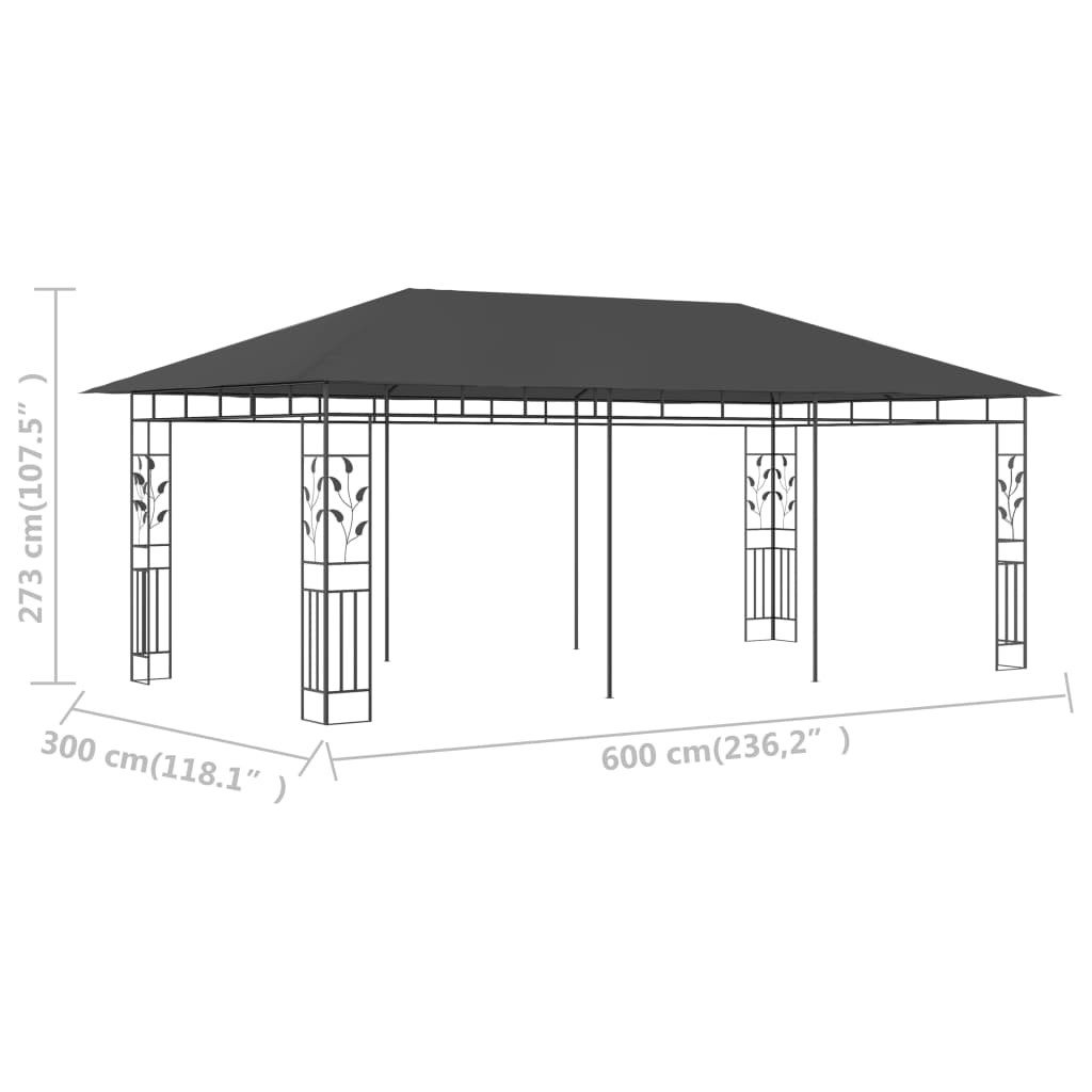 Pavillon med myggenet 6x3x2,73 m antracit
