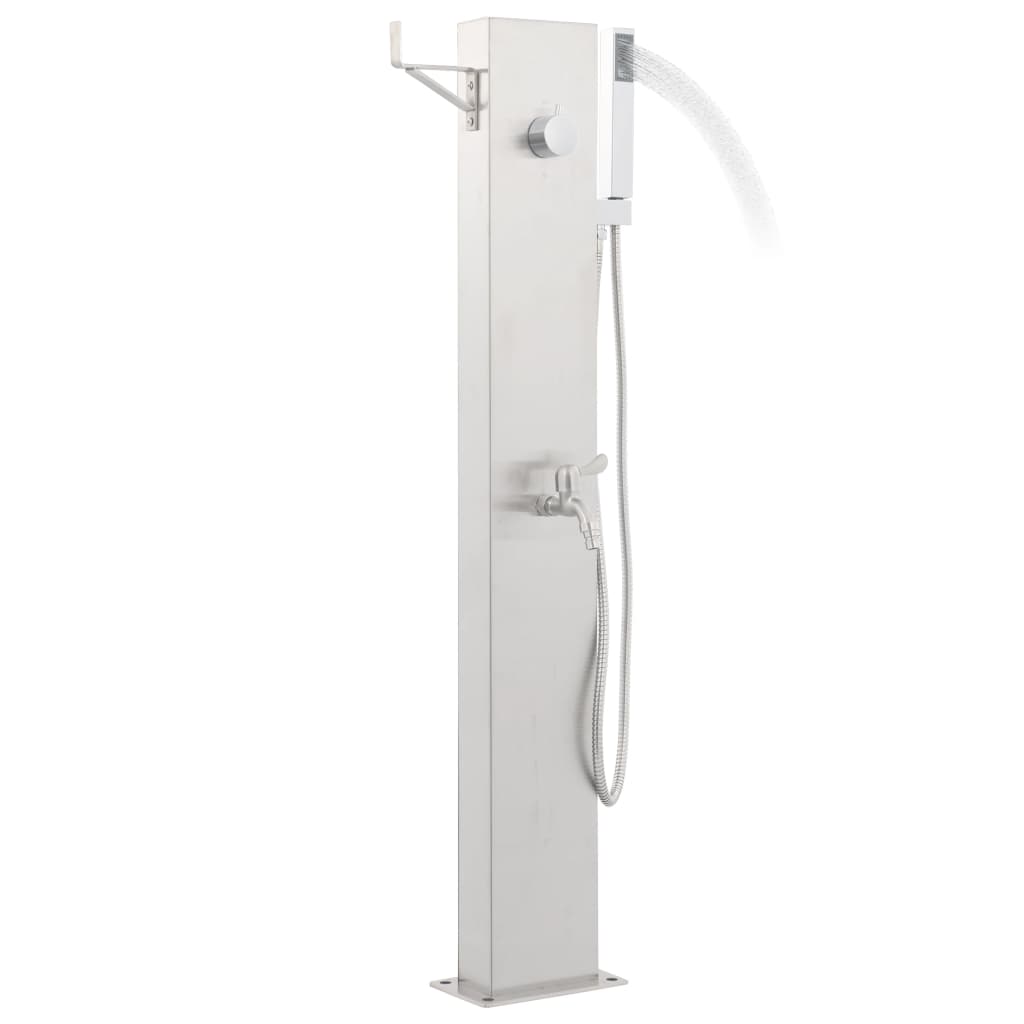 Gartendusche mit Wasserhahn 110 cm Edelstahl