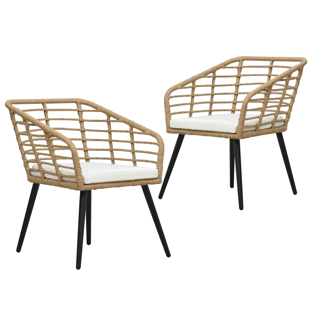 Havestole 2 stk med hynder af polyrattan eg