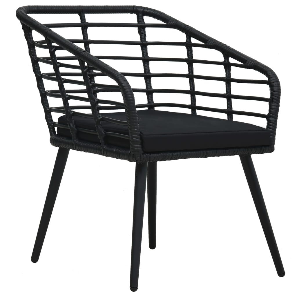 Havestole 2 stk med Puder Poly Rattan Sort