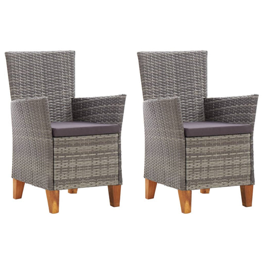 Gartenstühle 2 Stk. mit Auflagen Poly Rattan Grau