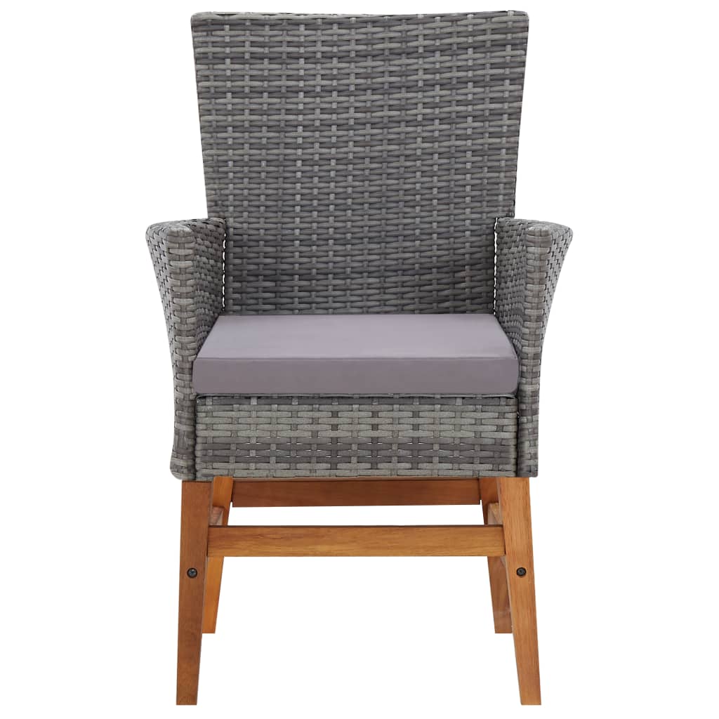 7-tlg. Garten-Essgruppe Poly Rattan und Akazienholz Grau