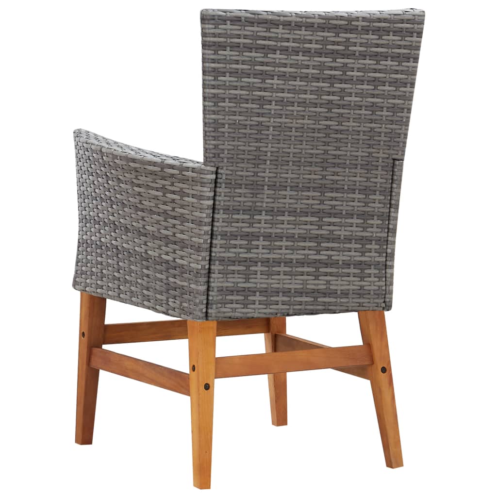 7-tlg. Garten-Essgruppe Poly Rattan und Akazienholz Grau