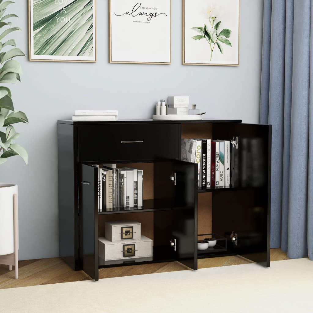Skænk Sort 88x30x70 cm Træ Materiale