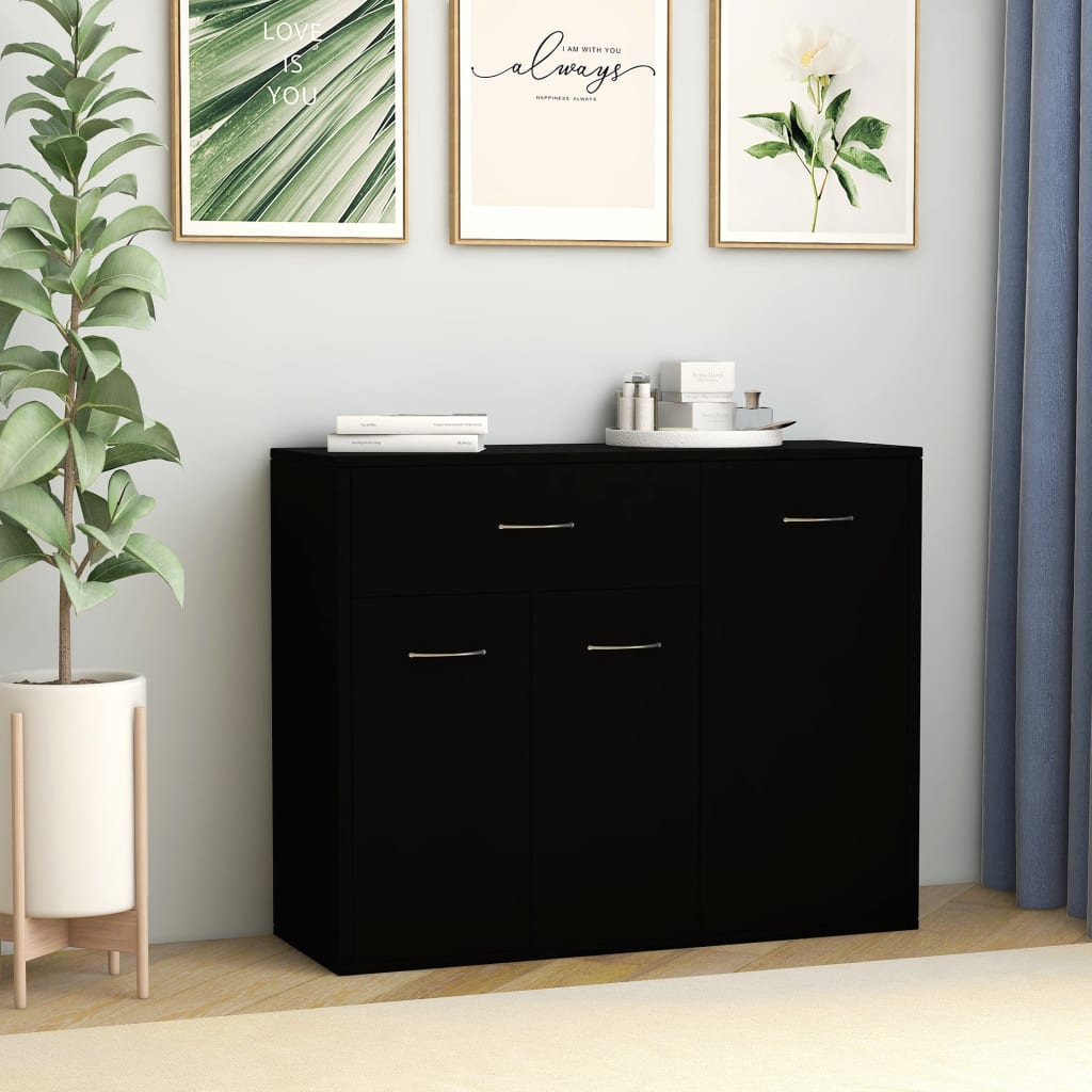Skænk Sort 88x30x70 cm Træ Materiale
