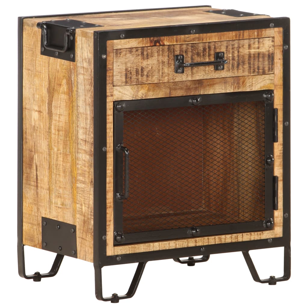 Sengebord 43×30×51 cm Groft mango massivt træ