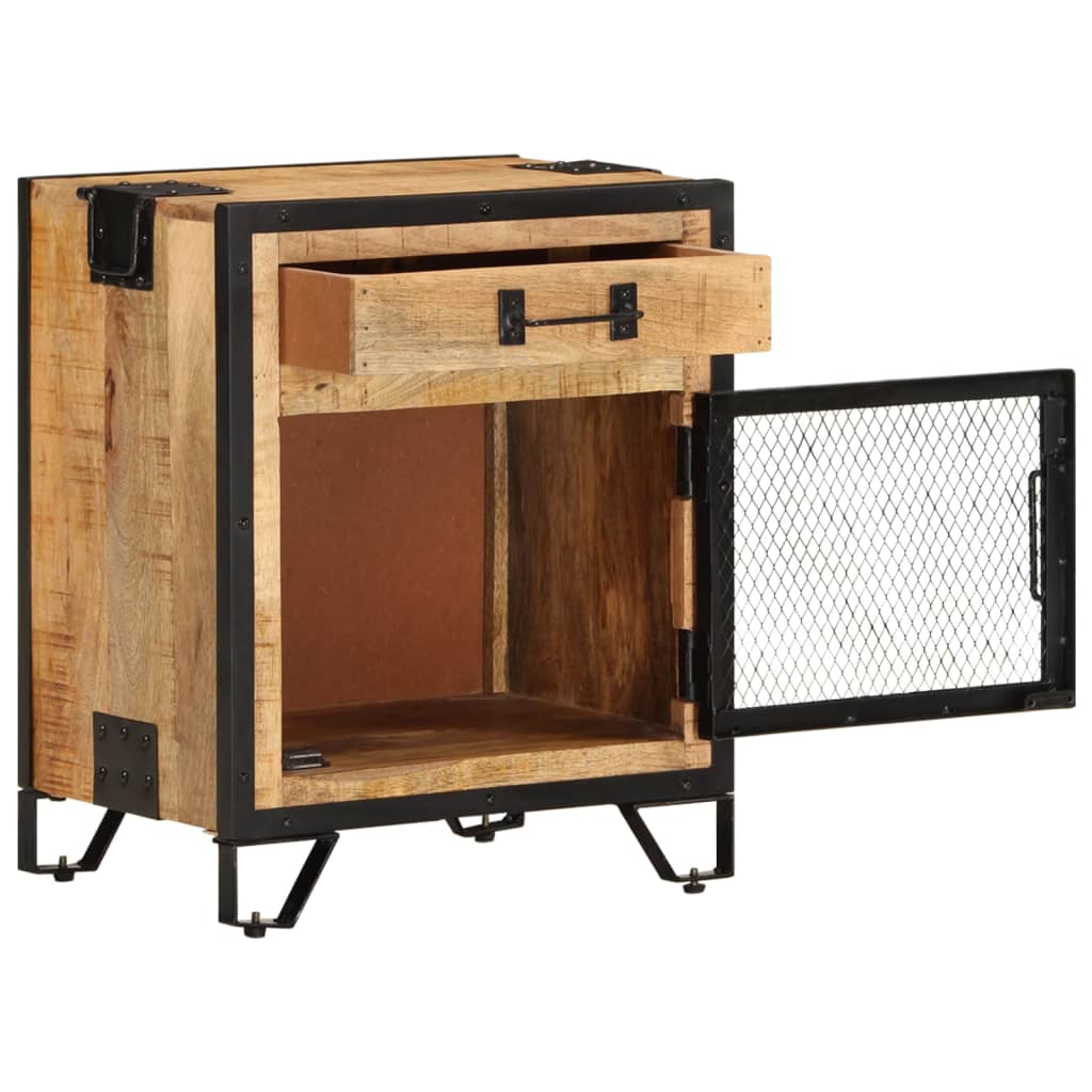 Sengebord 43×30×51 cm Groft mango massivt træ