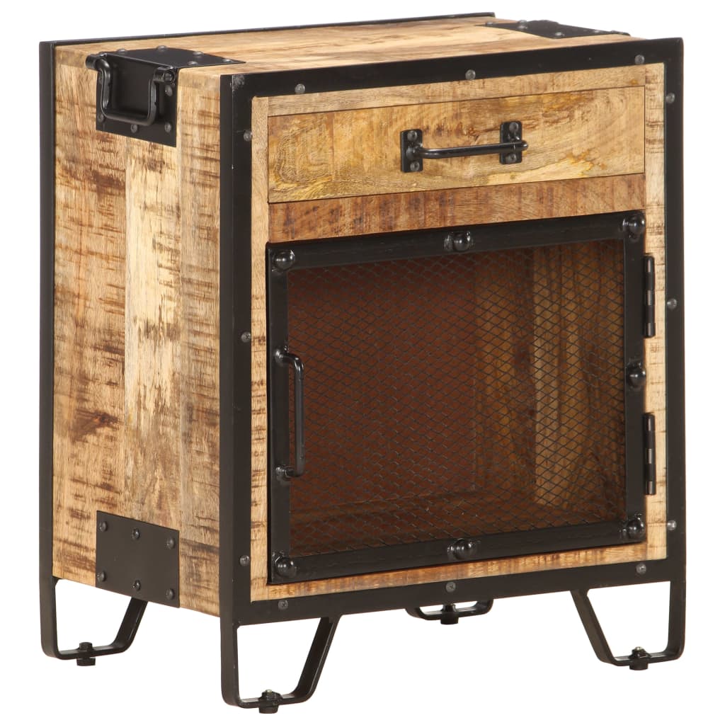 Sengebord 43×30×51 cm Groft mango massivt træ
