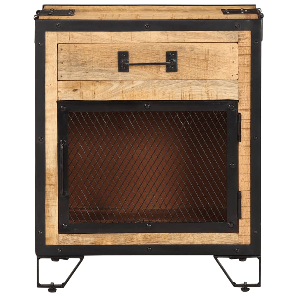 Sengebord 43×30×51 cm Groft mango massivt træ