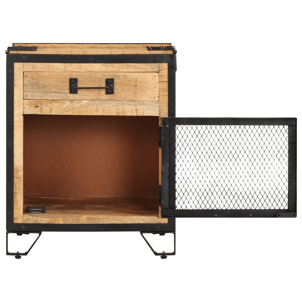 Sengebord 43×30×51 cm Groft mango massivt træ