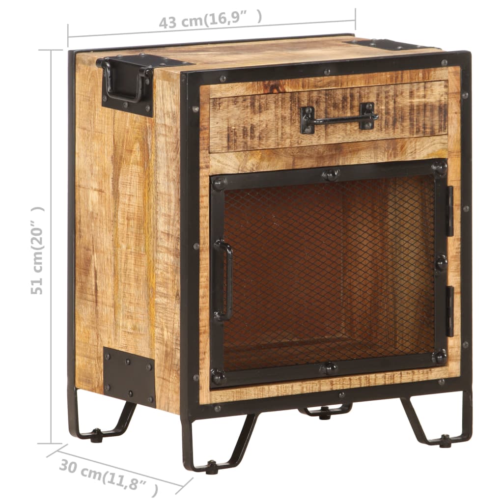 Sengebord 43×30×51 cm Groft mango massivt træ