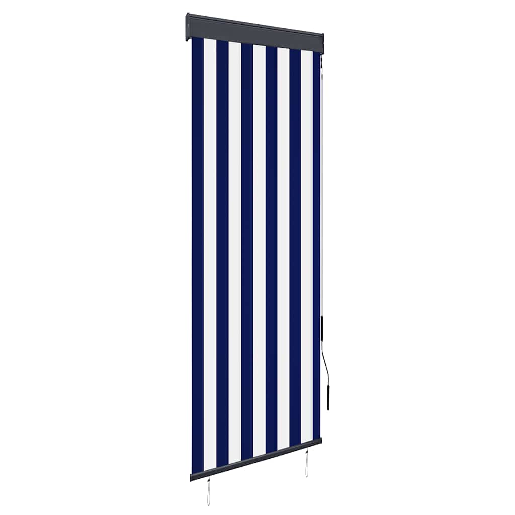 Udendørs rullegardin 60 x 250 cm blå og hvid