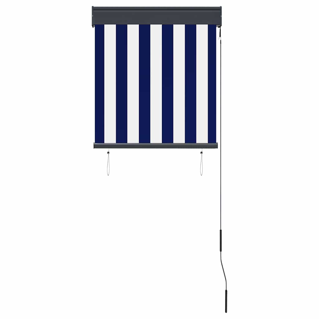 Udendørs rullegardin 60 x 250 cm blå og hvid