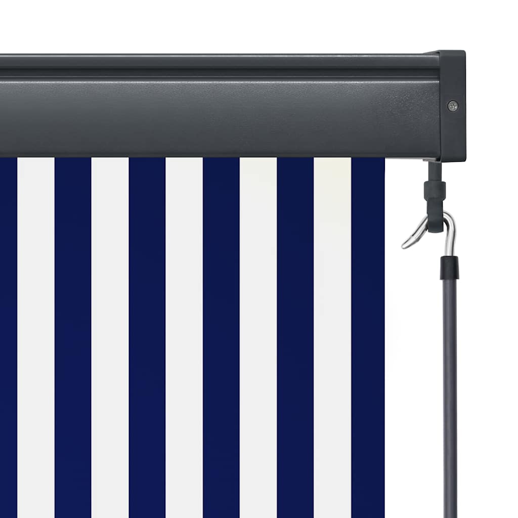 Udendørs rullegardin 60 x 250 cm blå og hvid