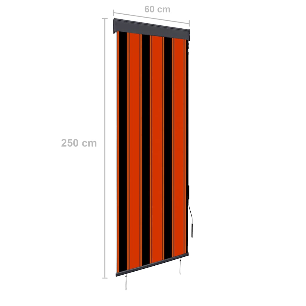 Udendørs rullegardin 60 x 250 cm orange og brun
