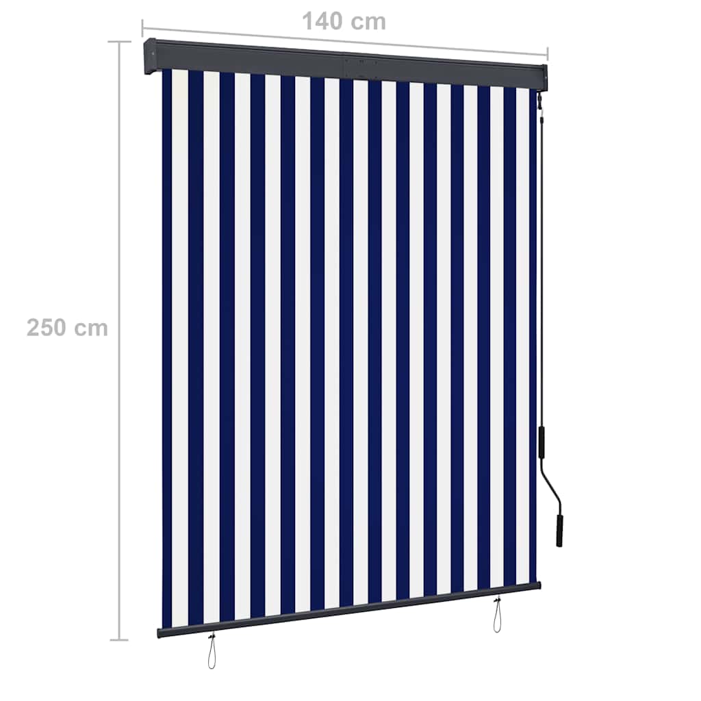 Außenrollo 140x250 cm Blau und Weiß