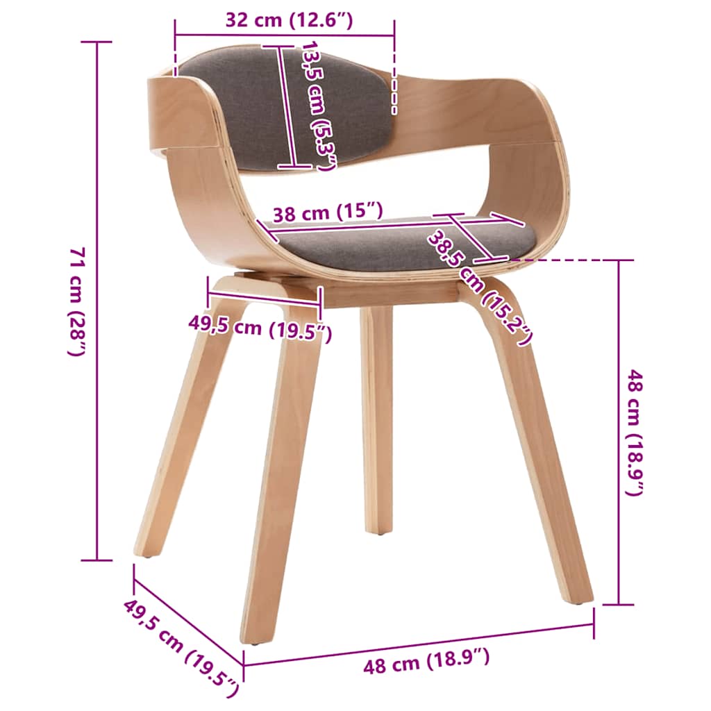 Esszimmerstühle 2 Stk. Bugholz und Taupe Stoff