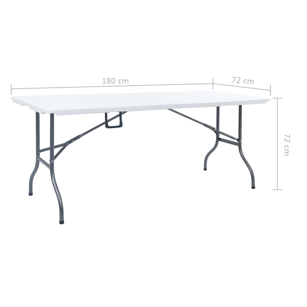 Havebord Sammenklappeligt Hvid 180x72x72 cm HDPE