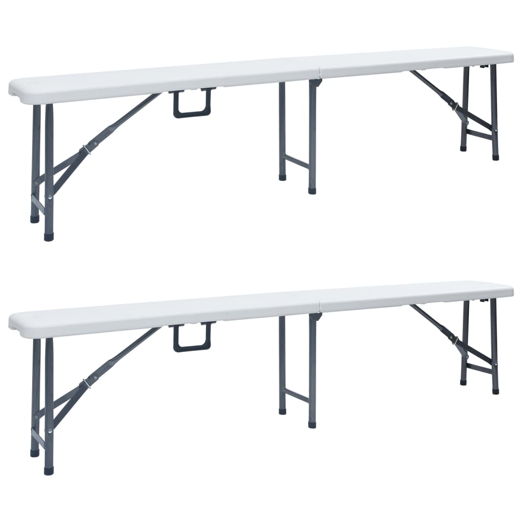 Klappbare Gartenbänke 2 Stk. 180 cm HDPE Weiß