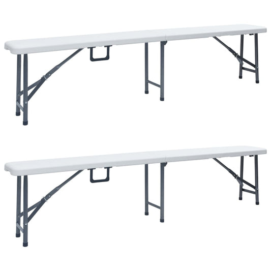 Klappbare Gartenbänke 2 Stk. 180 cm HDPE Weiß