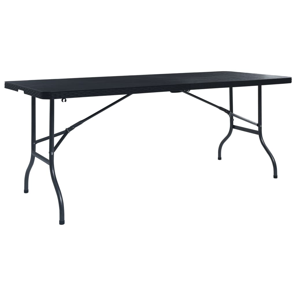 Havebord Sammenklappeligt Sort 180×75×72 cm HDPE Rattan Look