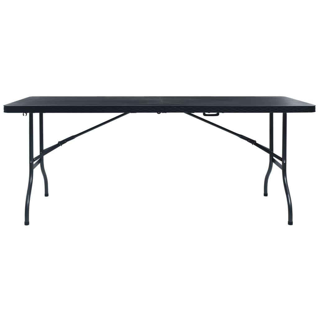 Havebord Sammenklappeligt Sort 180×75×72 cm HDPE Rattan Look