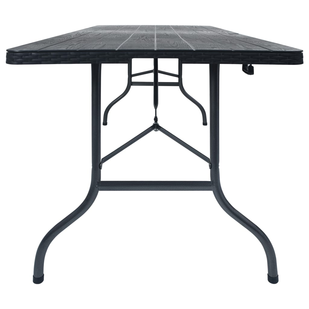 Havebord Sammenklappeligt Sort 180×75×72 cm HDPE Rattan Look