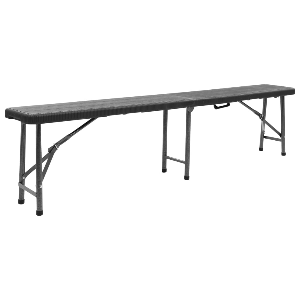 Sammenklappelige havebænke 2 stk 180 cm HDPE Sort