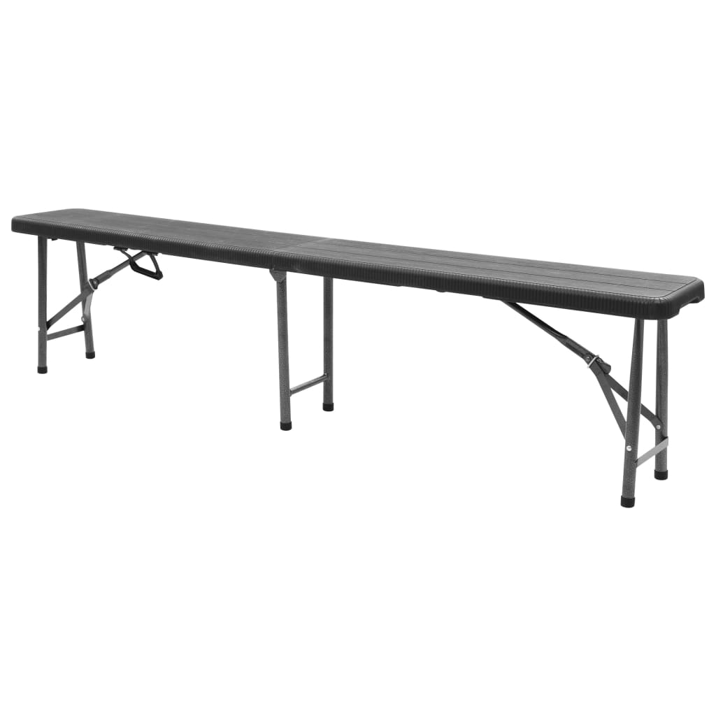 Sammenklappelige havebænke 2 stk 180 cm HDPE Sort