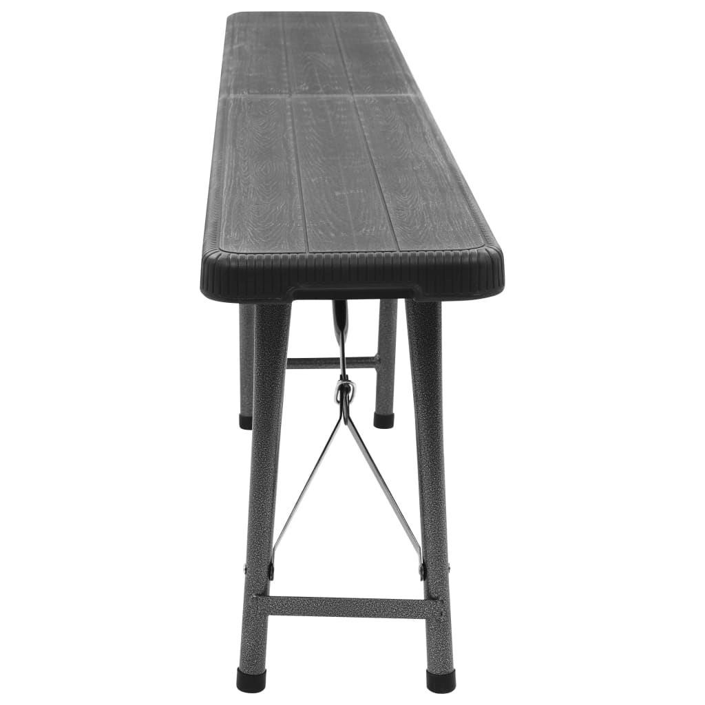 Sammenklappelige havebænke 2 stk 180 cm HDPE Sort