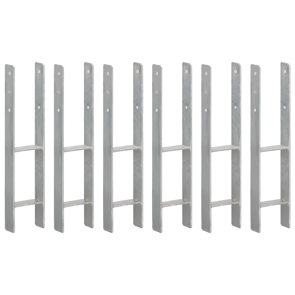 Stolpestøtte 6 Stk Sølv 12×6×60 cm Galvaniseret Stål