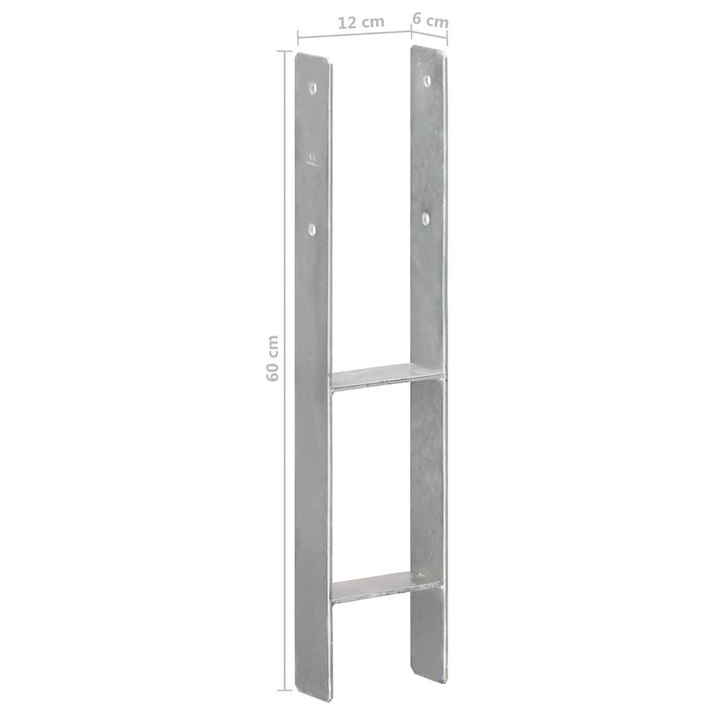 Stolpestøtte 6 Stk Sølv 12×6×60 cm Galvaniseret Stål