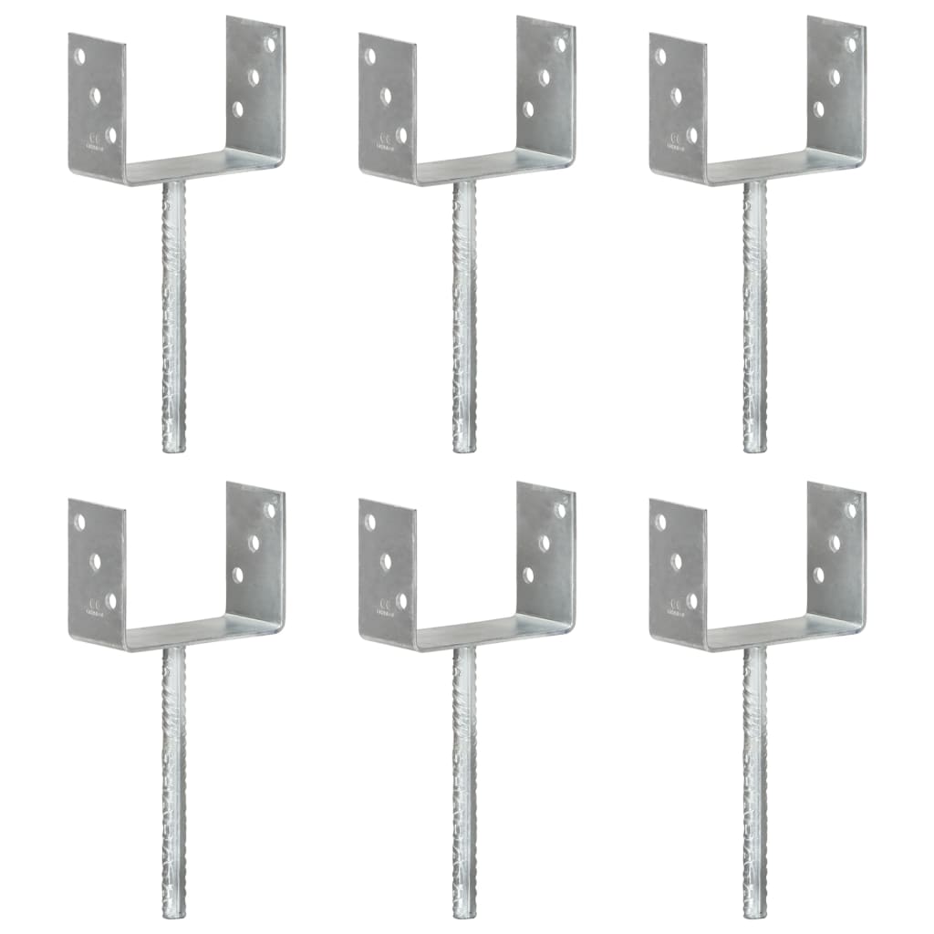 Stolpestøtte 6 Stk Sølv 14×6×30 cm Galvaniseret Stål