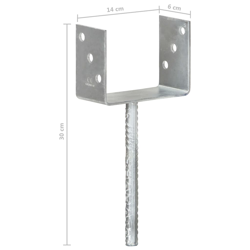 Stolpestøtte 6 Stk Sølv 14×6×30 cm Galvaniseret Stål