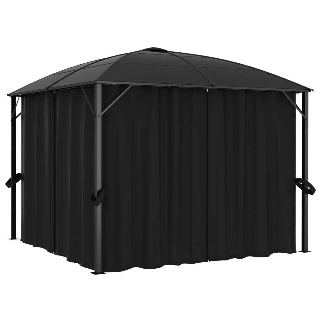 Pavillon med Gardiner 300 x 300 x 265 cm Antracit