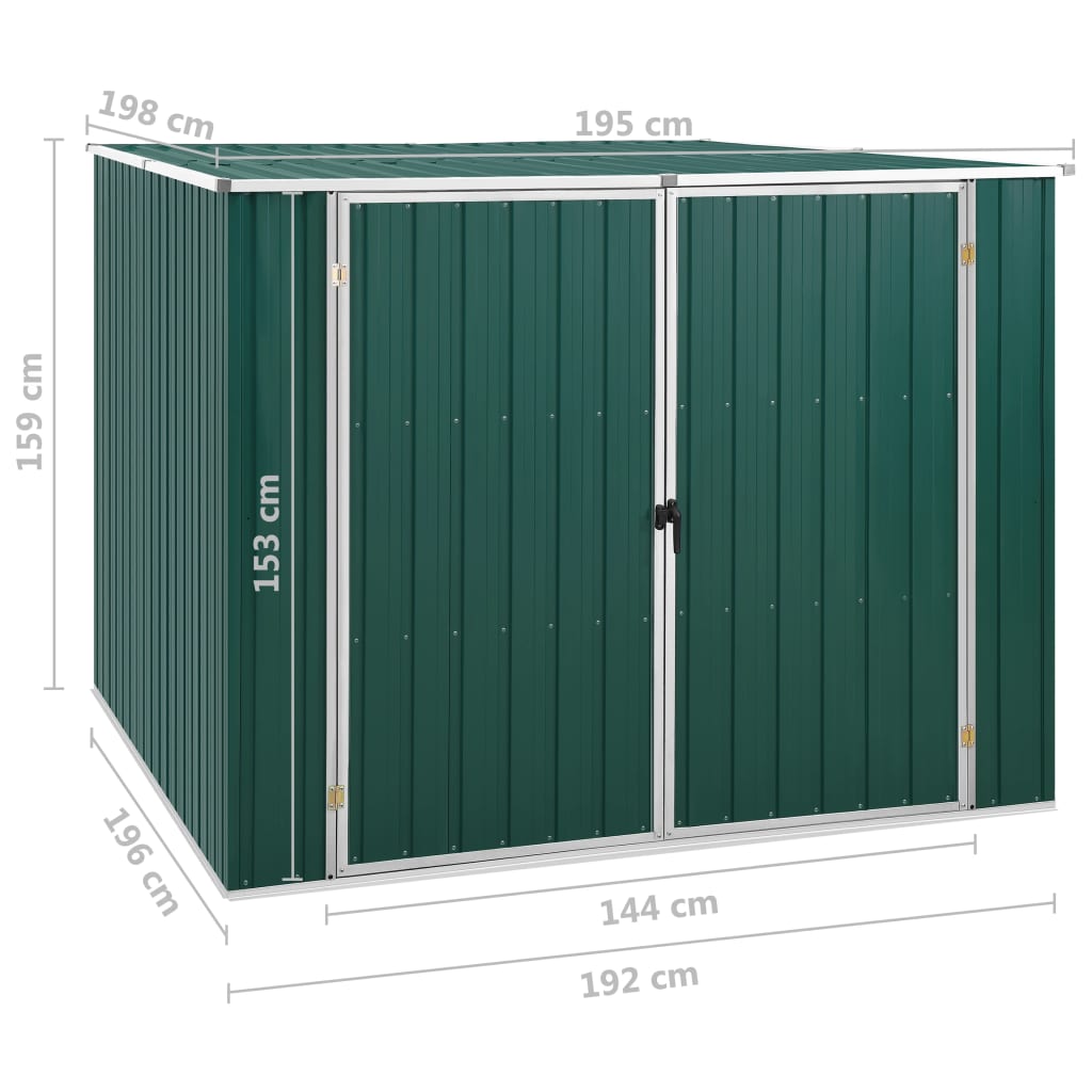 Redskabsskur Grøn 195x198x159 cm Galvaniseret stål