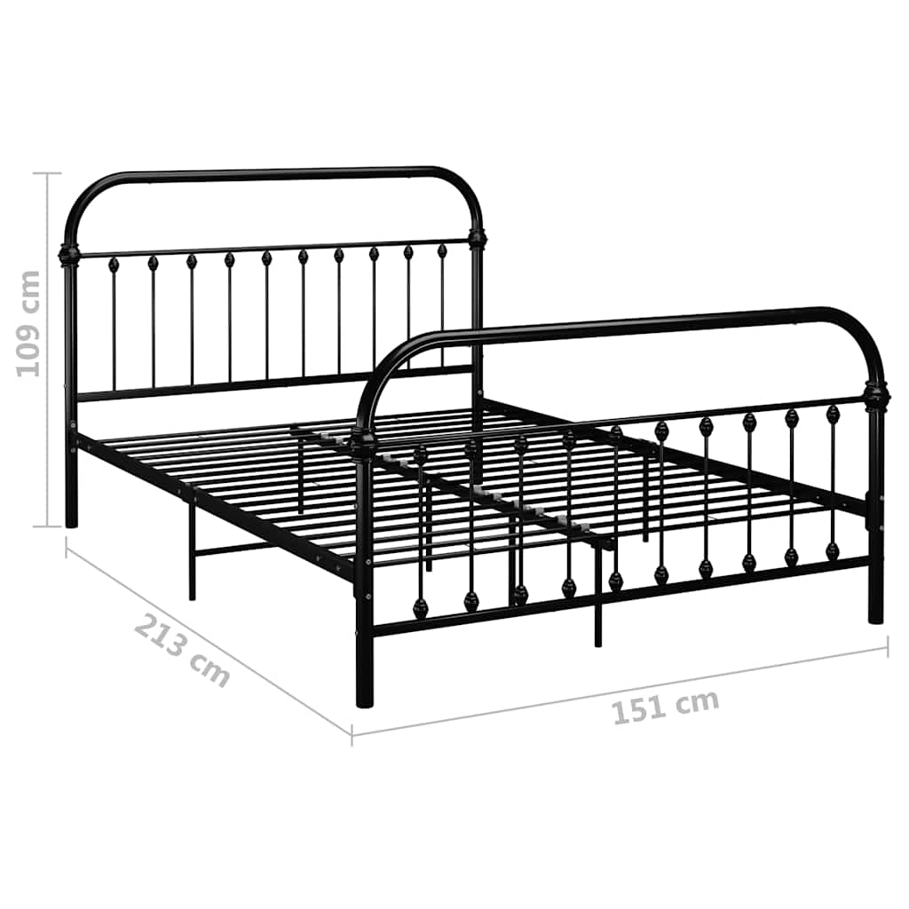 Bettgestell Schwarz Metall 140×200 cm