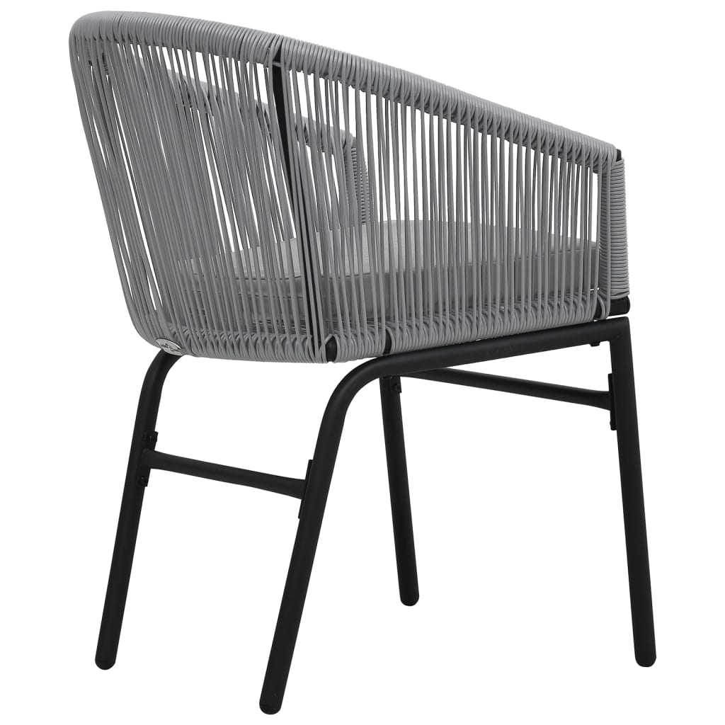 3-tlg. Bistro-Set mit Kissen PE-Rattan Grau