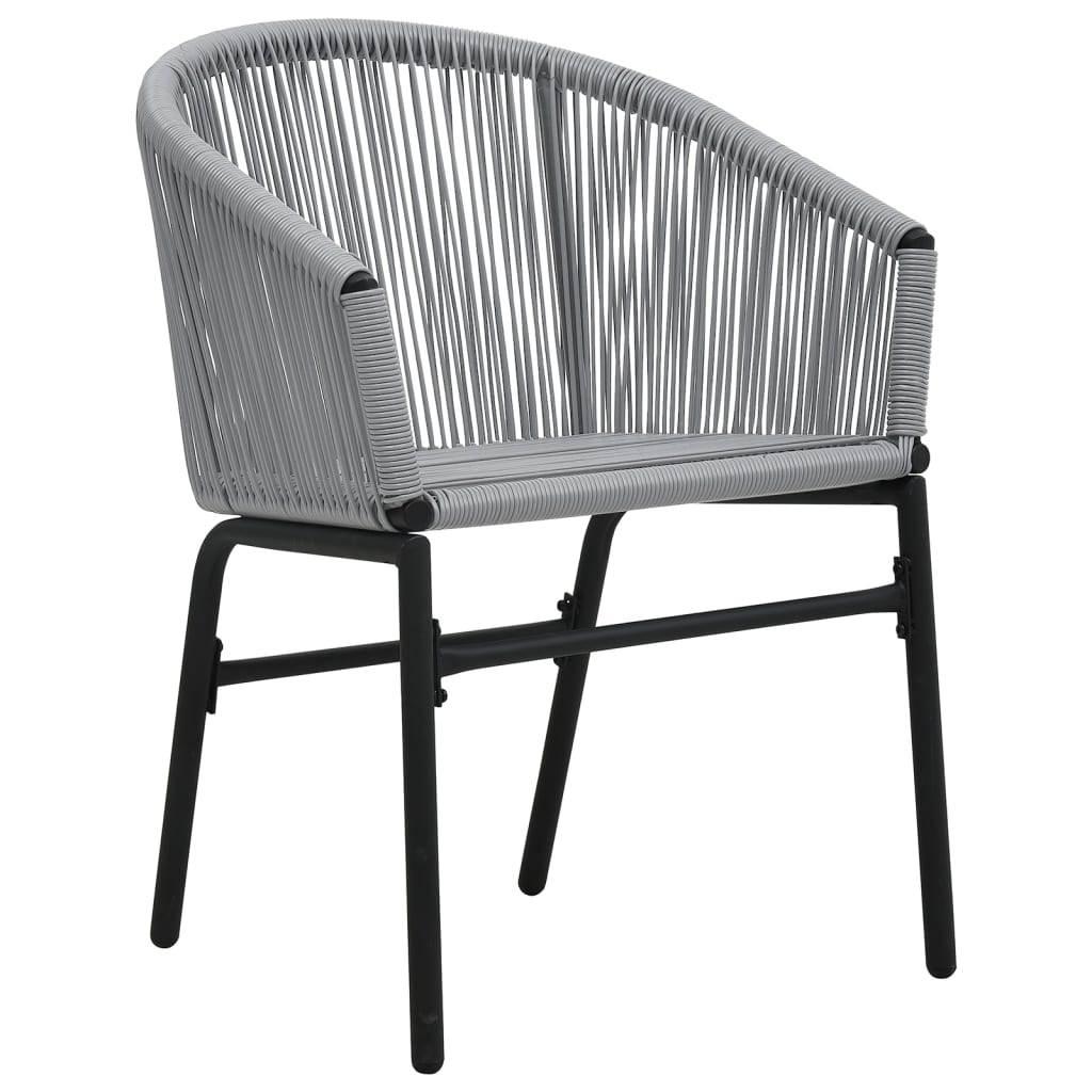 3-tlg. Bistro-Set mit Kissen PE-Rattan Grau