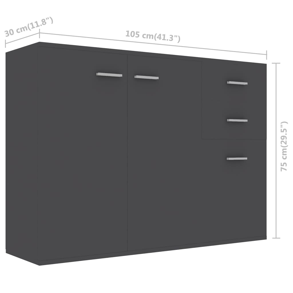 Skænk Grå 105x30x75 cm Træmateriale