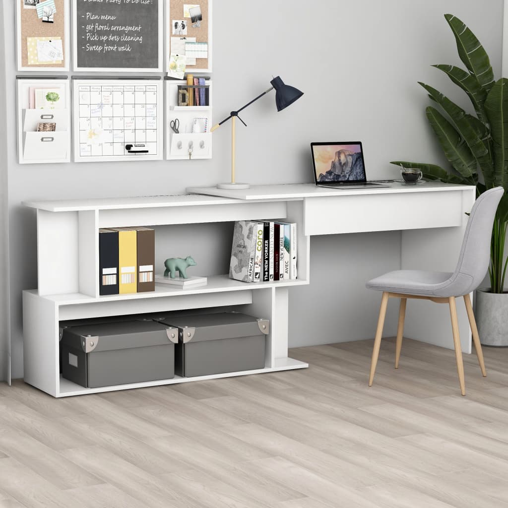 Hjørneskrivebord Hvid 200x50x76 cm Træmateriale