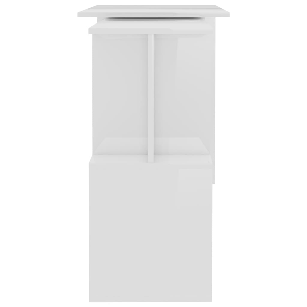 Hjørne Skrivebord Højglans Hvid 200x50x76 cm Træmateriale