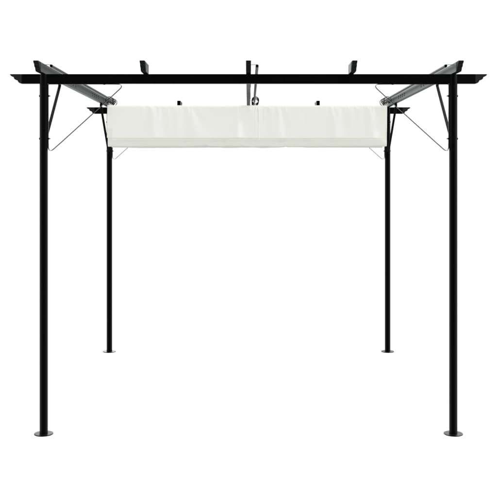 Pergola mit Versenkbarem Dach Cremeweiß 3x3 m Stahl