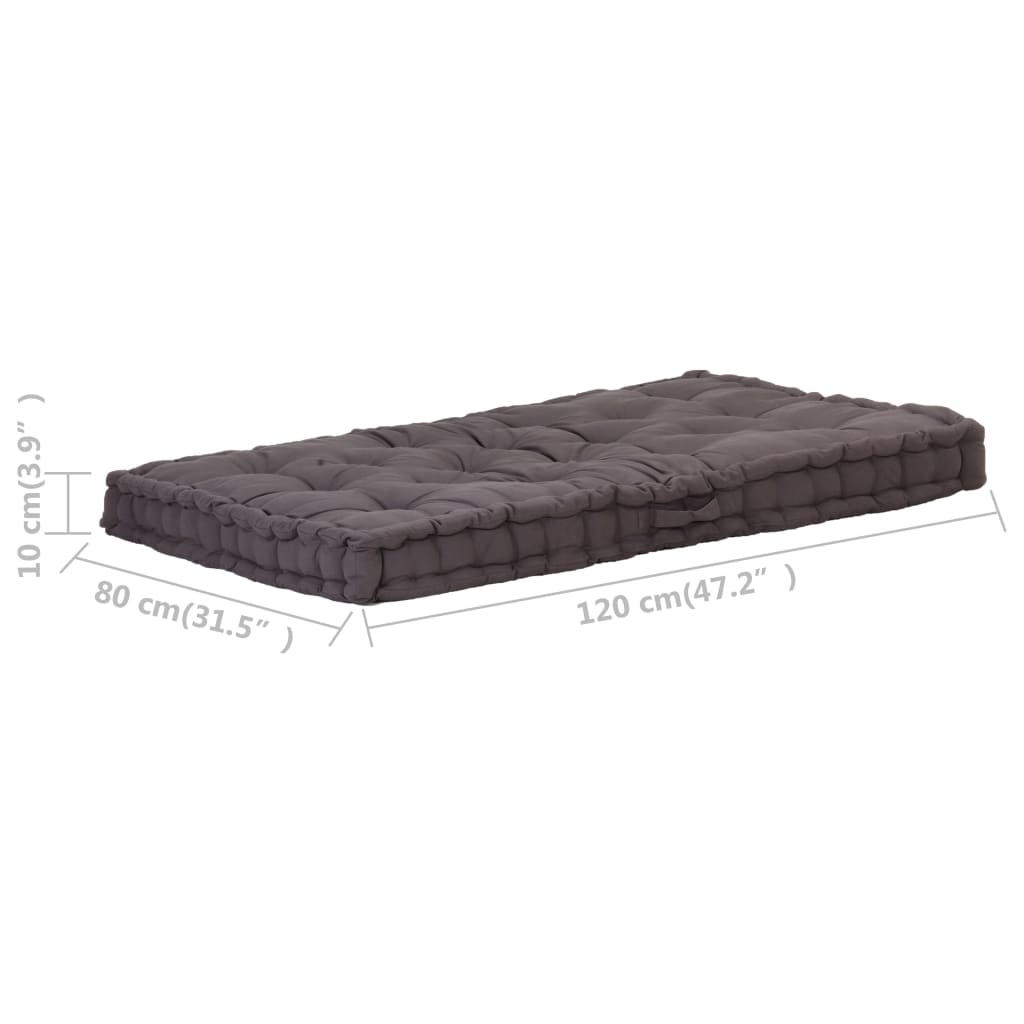 Palettenkissen Baumwolle 120×80×10 cm Anthrazit